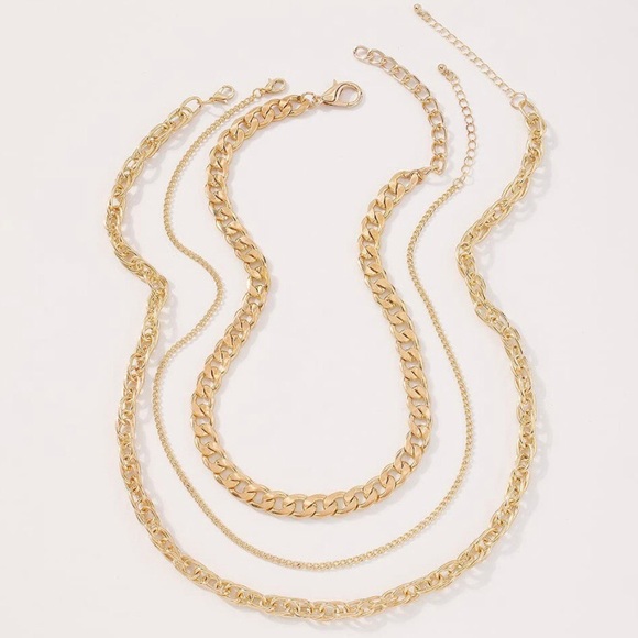 NWT Three Layer Boho Chic Gold Choker Necklace - Picture 5 of 8